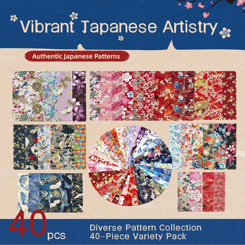ADAIER Heavyweight 100% Cotton Fabric Pack, 40 Pcs Japanese Style Precut Strips | 2.6x19.7 Inches for Quilting, Sewing & DIY Projects - Image 3